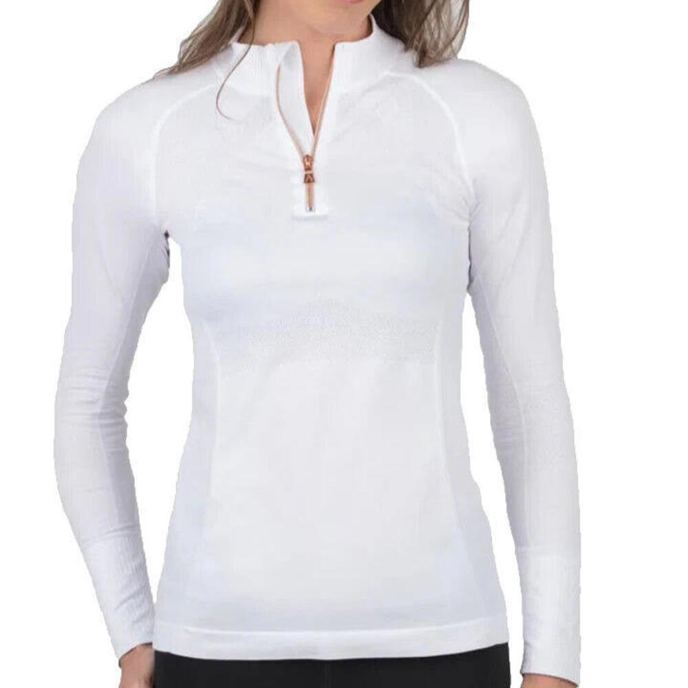 Anique Womens Sun Protective UPF 30+ Cooling Long Sleeve Pure White Medium Shirt